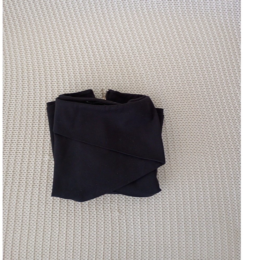 VTG Zara Basic Black Geometric Origami Mini Skirt Side Zip Waist 29 Fits S/M - Picture 8 of 10